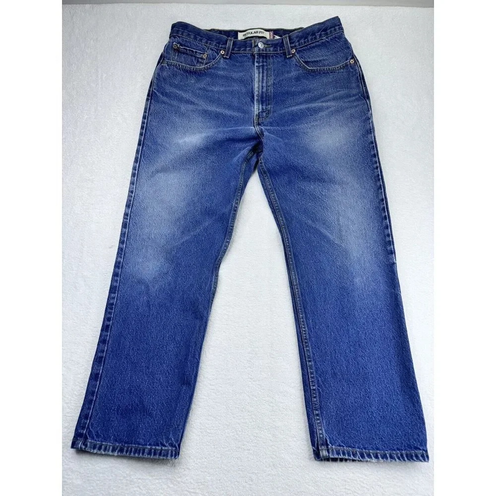 Levis 505‎ Regular Fit Blue Jeans Men Denim Straight 38Wx30L (36Wx30L Actual).